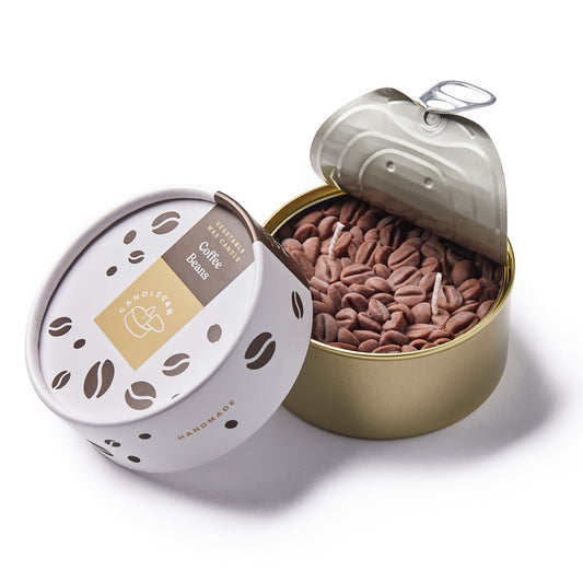coffee bean shaped candle in a can 