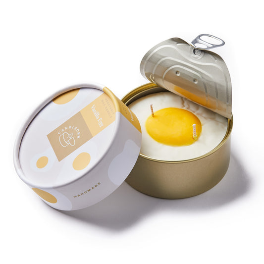 vanilla egg shaped candle in a can 